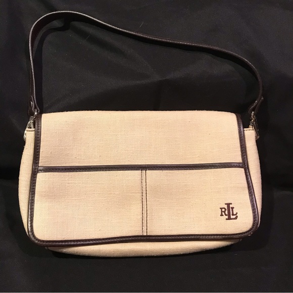 Ralph Lauren Purse - Shoulder, 12”x7”x3”, cream and brown, multiple pockets. - Picture 1 of 10